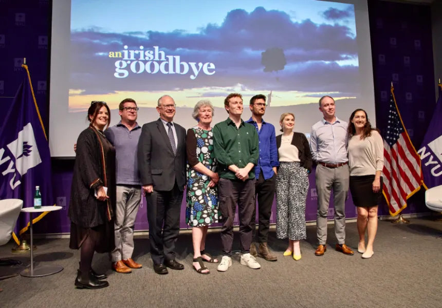 Solas Nua staff standing with Ross White and Tom Berkeley