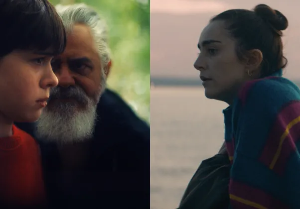 dual image of TRAVEL SOCKS and THE WISE GUY posters